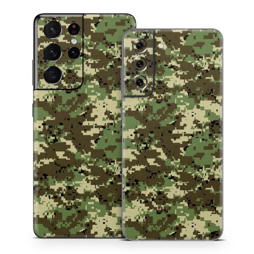 Digital Woodland Camo Samsung Galaxy S21 Series Skin