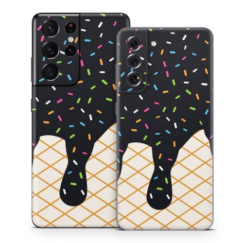 Black Ice Cream Drip Samsung Galaxy S21 Series Skin