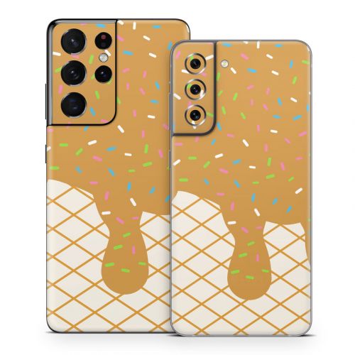 Caramel Ice Cream Drip Samsung Galaxy S21 Series Skin