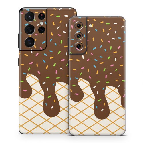Chocolate Ice Cream Drip Samsung Galaxy S21 Series Skin