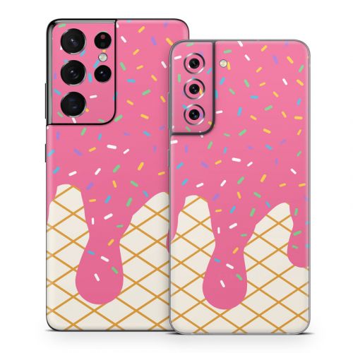 Strawberry Ice Cream Drip Samsung Galaxy S21 Series Skin