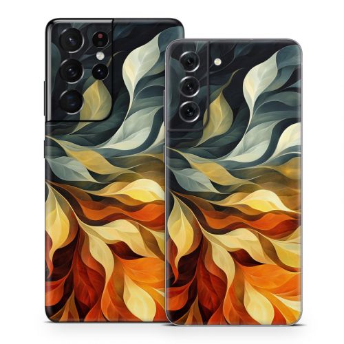 Orange and Charcoal Samsung Galaxy S21 Series Skin