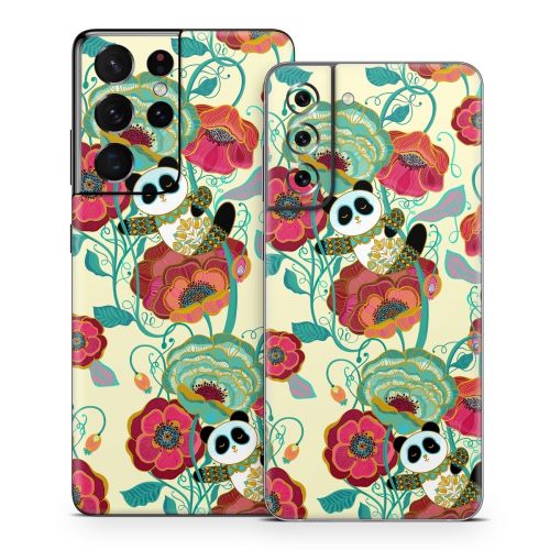 Panda Flowers Samsung Galaxy S21 Series Skin