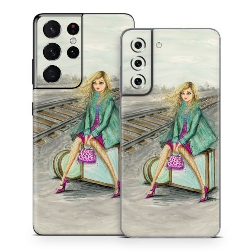 Lulu Waiting by the Train Tracks Samsung Galaxy S21 Series Skin