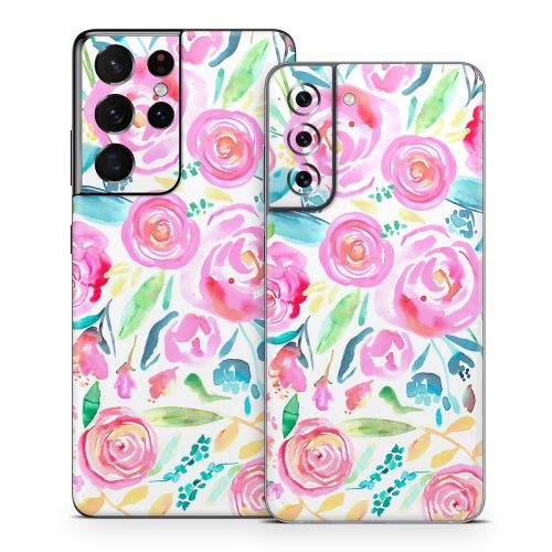 Watercolor Roses Samsung Galaxy S21 Series Skin