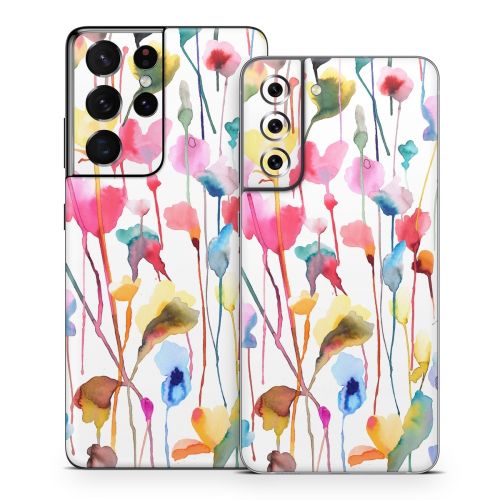 Watercolor Wild Flowers Samsung Galaxy S21 Series Skin