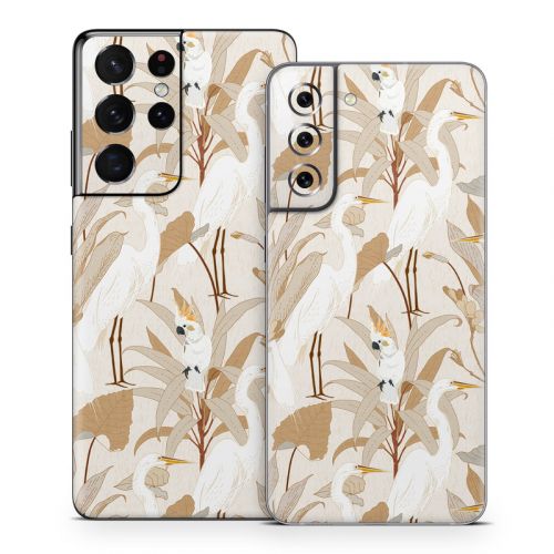 White Cranes Cockatoo Samsung Galaxy S21 Series Skin