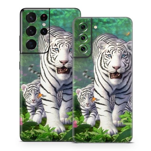 White Tigers Samsung Galaxy S21 Series Skin