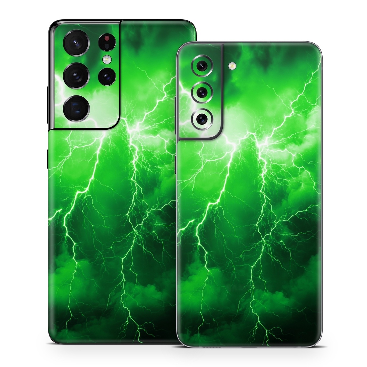 Samsung Galaxy S21 Series Skin design of Water, Atmosphere, Thunder, Light, Green, Sky, Natural environment, Natural landscape, Electricity, Organism, with black, green colors