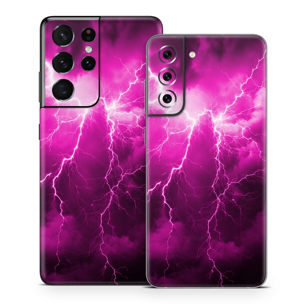 Samsung Galaxy S21 Series Skin design of Sky, Thunder, Lightning, Thunderstorm, Atmosphere, White, Purple, Light, Nature, Water, with black, pink colors