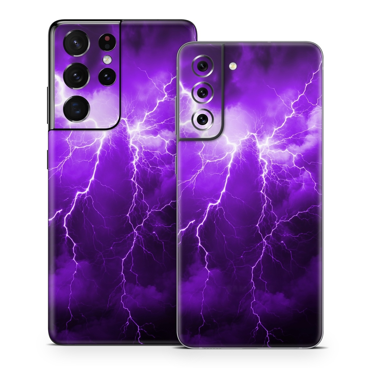 Samsung Galaxy S21 Series Skin design of Sky, Lightning, Thunder, Atmosphere, Thunderstorm, Daytime, Purple, Light, Cloud, Nature, with black, purple colors
