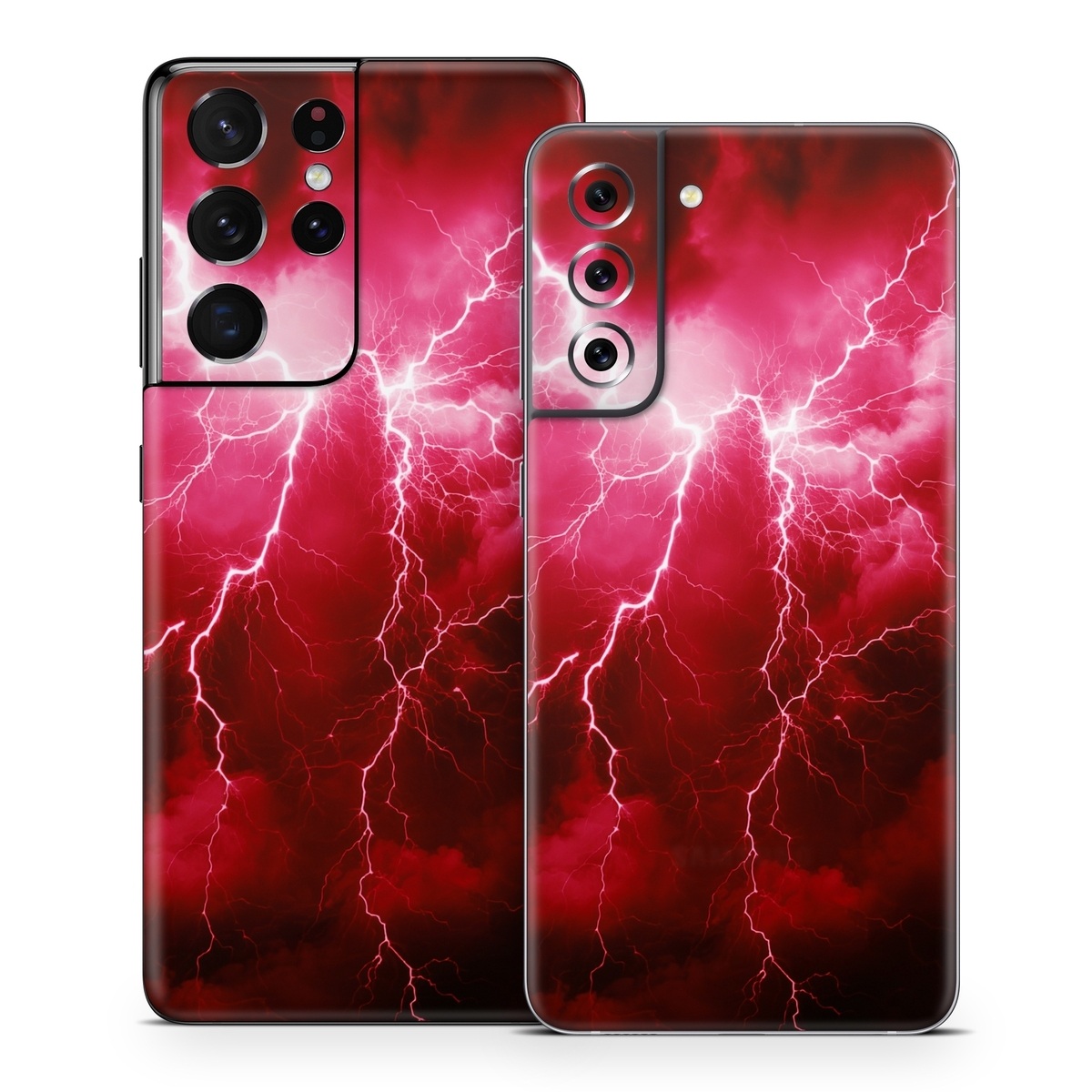Samsung Galaxy S21 Series Skin design of Thunder, Atmosphere, Sky, Light, Purple, Lighting, Water, Thunderstorm, Electricity, Pink, with black, red colors