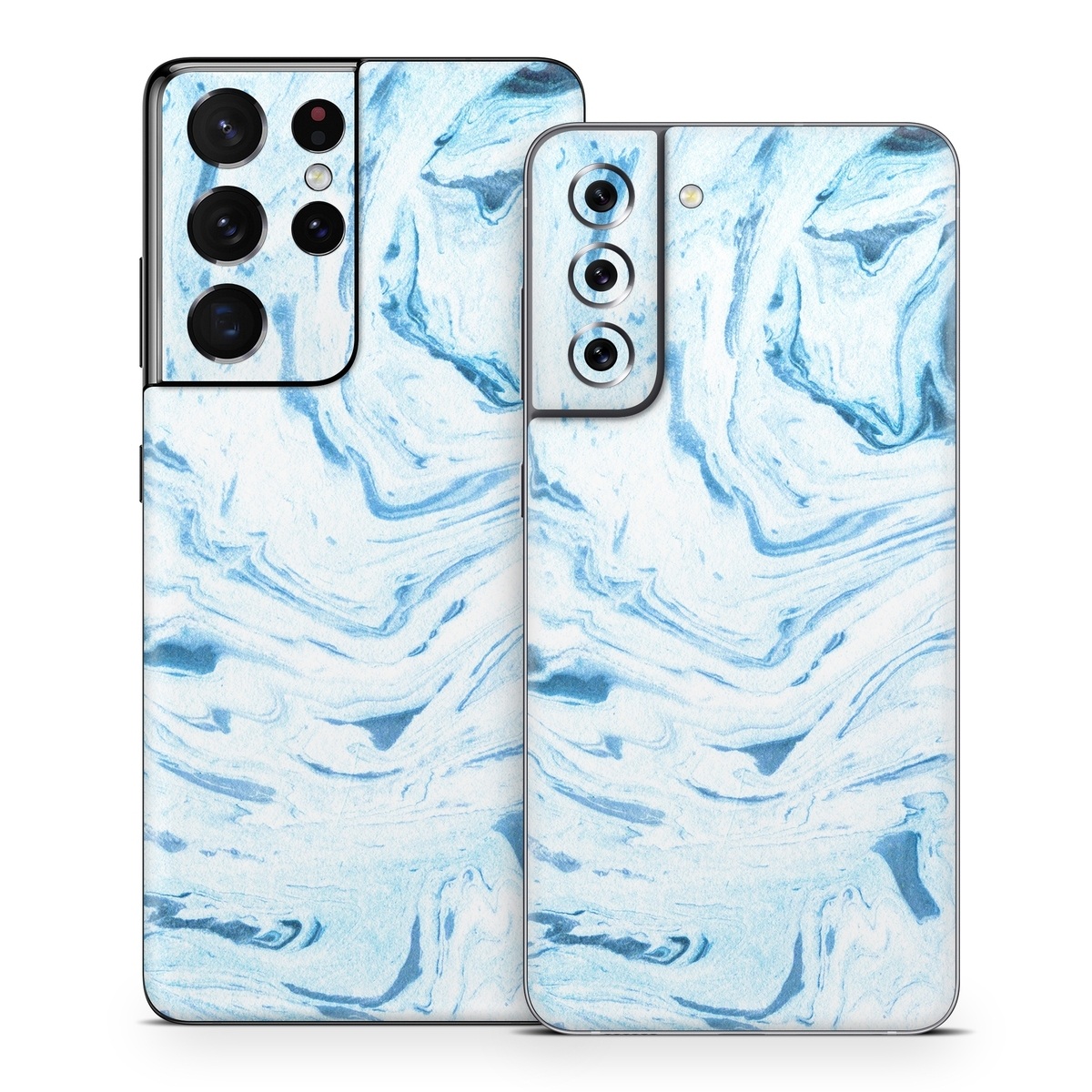Samsung Galaxy S21 Series Skin design of Water, Aqua, Wind wave, Drawing, Painting, Wave, Pattern, Art, with blue colors