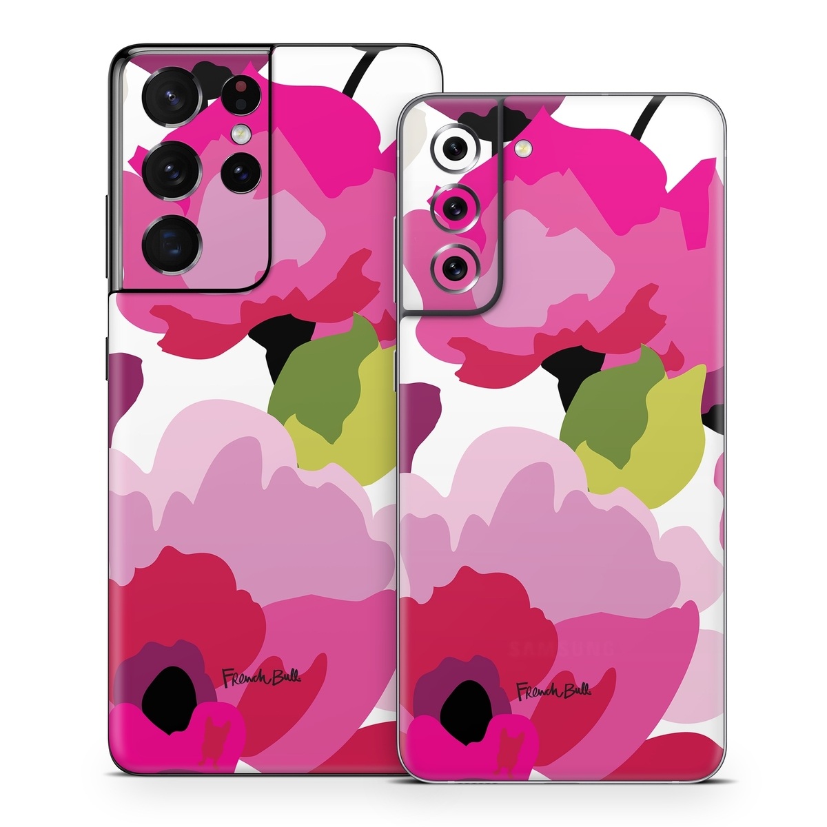 Samsung Galaxy S21 Series Skin design of Pink, Flower, Pattern, Petal, Plant, Floral design, Design, Botany, Magenta, Anemone, with white, pink, green, red colors