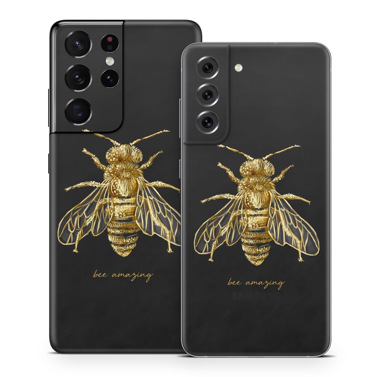Samsung Galaxy S21 Series Skin design of Insect, Invertebrate, Membrane-winged insect, Arthropod, Pest, Net-winged insects, Bee, Cicada, Macro photography, Pollinator, with black, yellow, white colors