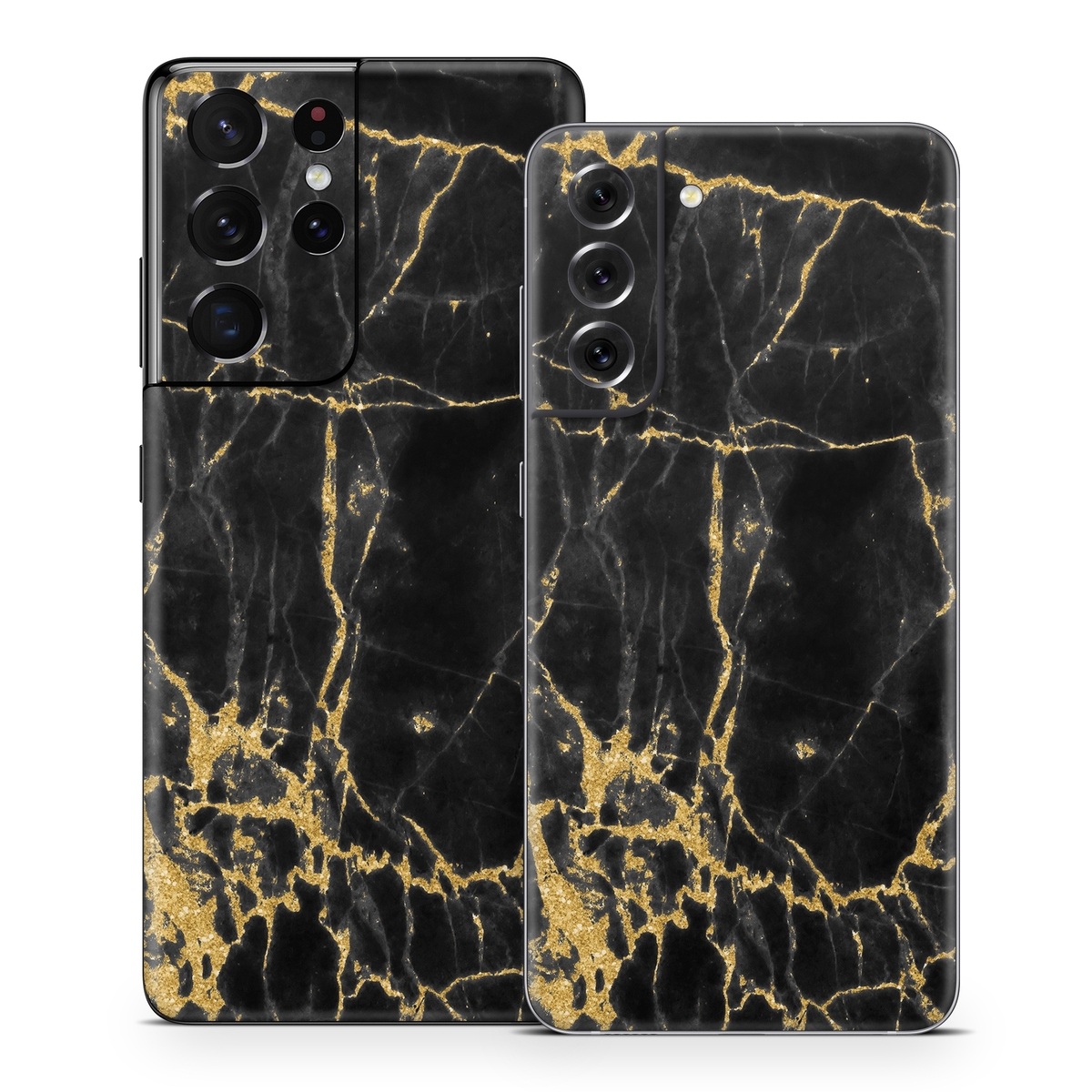 Samsung Galaxy S21 Series Skin design of Black, Yellow, Water, Brown, Branch, Leaf, Rock, Tree, Marble, Sky, with black, yellow colors