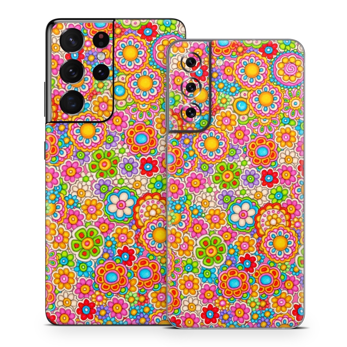 Samsung Galaxy S21 Series Skin design of Pattern, Design, Textile, Visual arts, with pink, red, orange, yellow, green, blue, purple colors