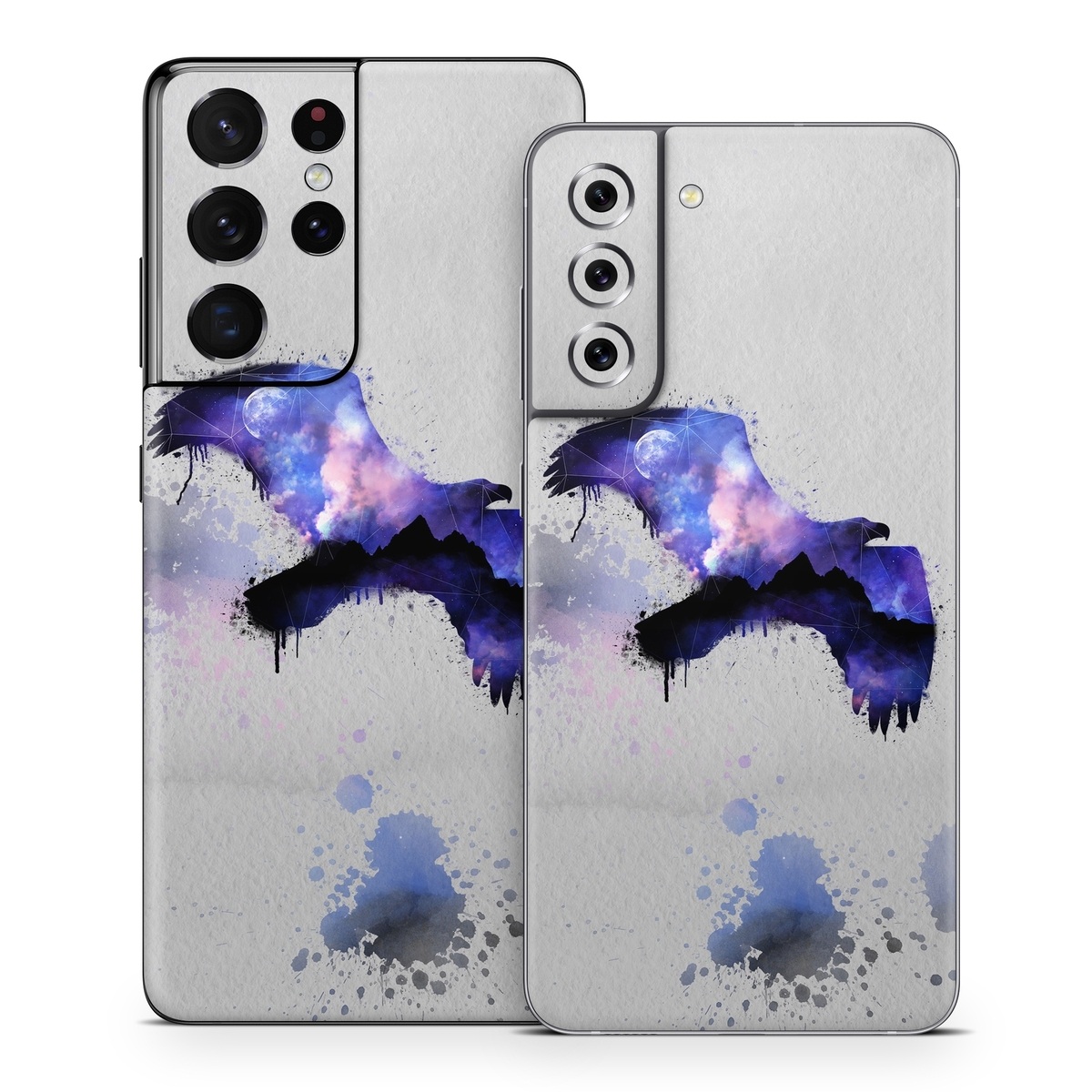 Samsung Galaxy S21 Series Skin design of Blue, Watercolor paint, Purple, Water, Graphic design, Illustration, Art, Ink, Painting, Electric blue, with gray, white, blue, black, purple colors