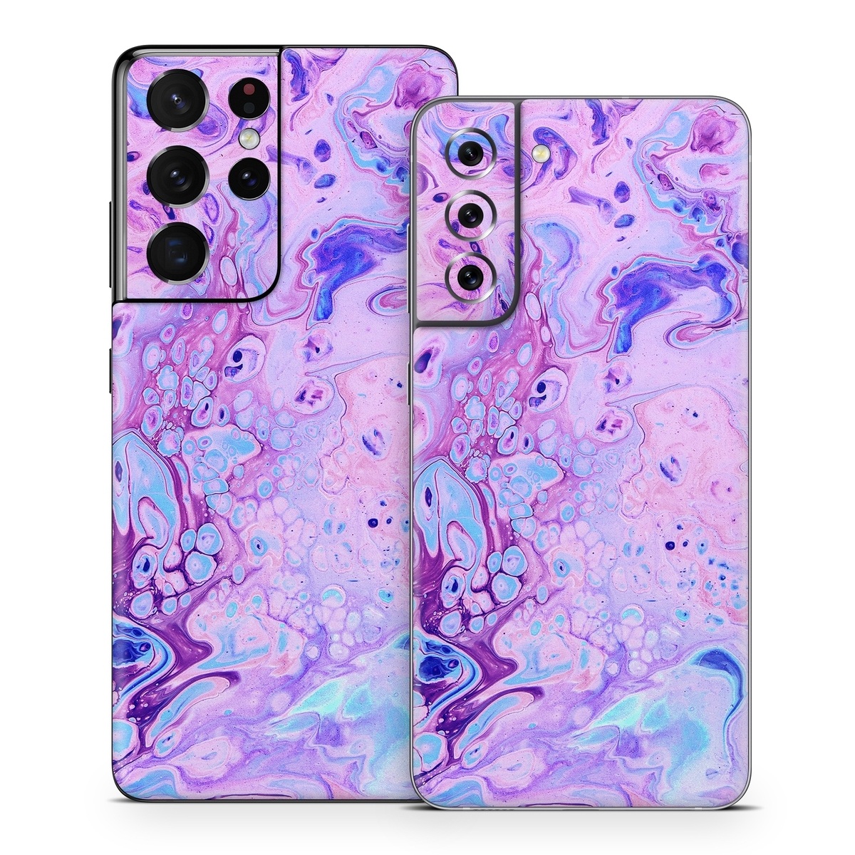 Samsung Galaxy S21 Series Skin design of Purple, Violet, Lilac, Art, Pattern, Modern art, Painting, Visual arts, Acrylic paint, Magenta, with pink, purple, blue colors