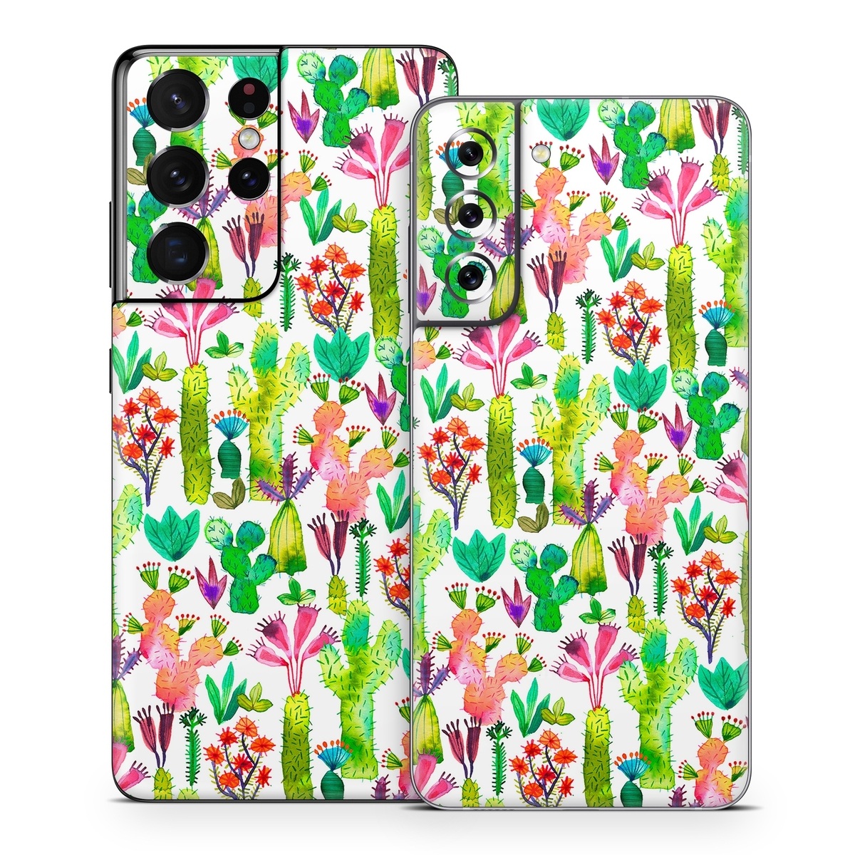 Samsung Galaxy S21 Series Skin design of Pattern, Floral design, Plant, Wildflower, Wrapping paper, with white, green, red, purple, pink, black colors