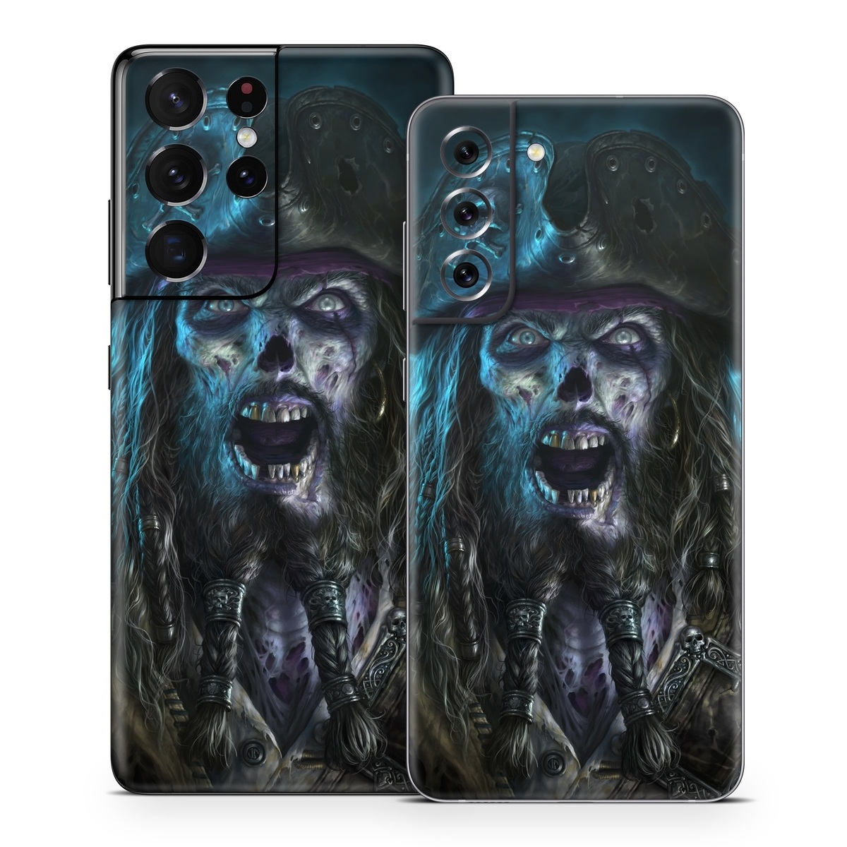Samsung Galaxy S21 Series Skin design of Darkness, Illustration, Art, Ghost, Fictional character, Beard, with black, white, blue, gray colors