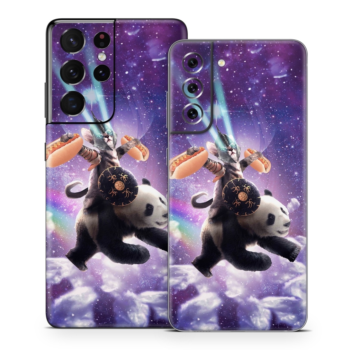 Samsung Galaxy S21 Series Skin design of Bear, Illustration, Outer space, Animated cartoon, Graphic design, Teddy bear, Space, Sky, Graphics, Fictional character, with black, white, blue, brown, gray, red, yellow, green, pink colors