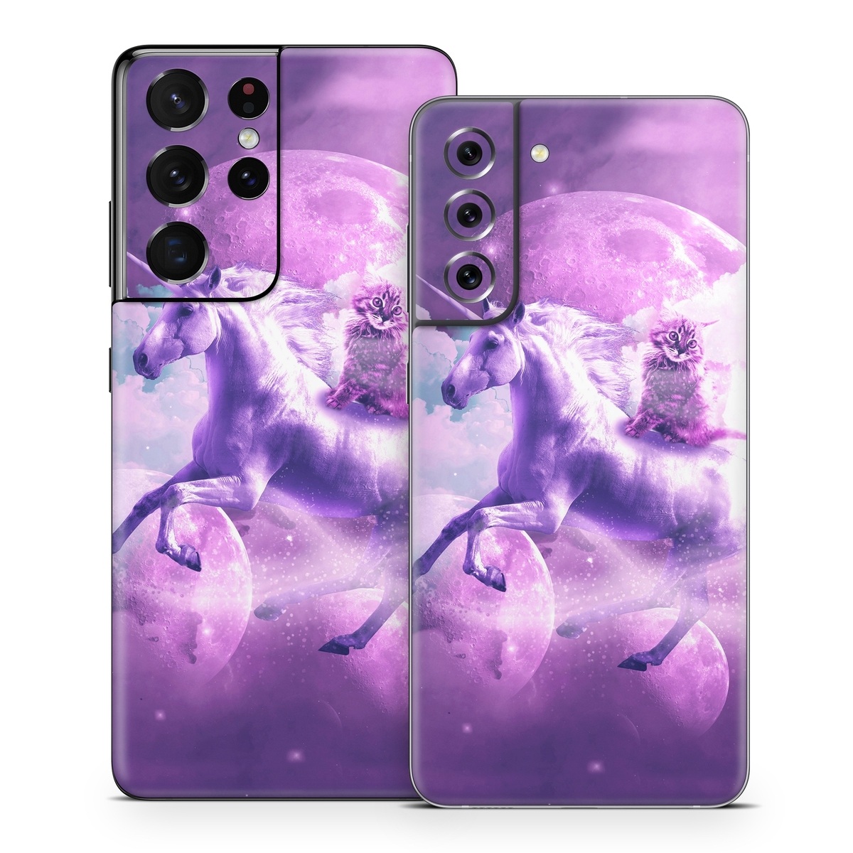 Samsung Galaxy S21 Series Skin design of Unicorn, Purple, Fictional character, Mythical creature, Violet, Cg artwork, Illustration, Mythology, with white, purple, blue, gray, black colors