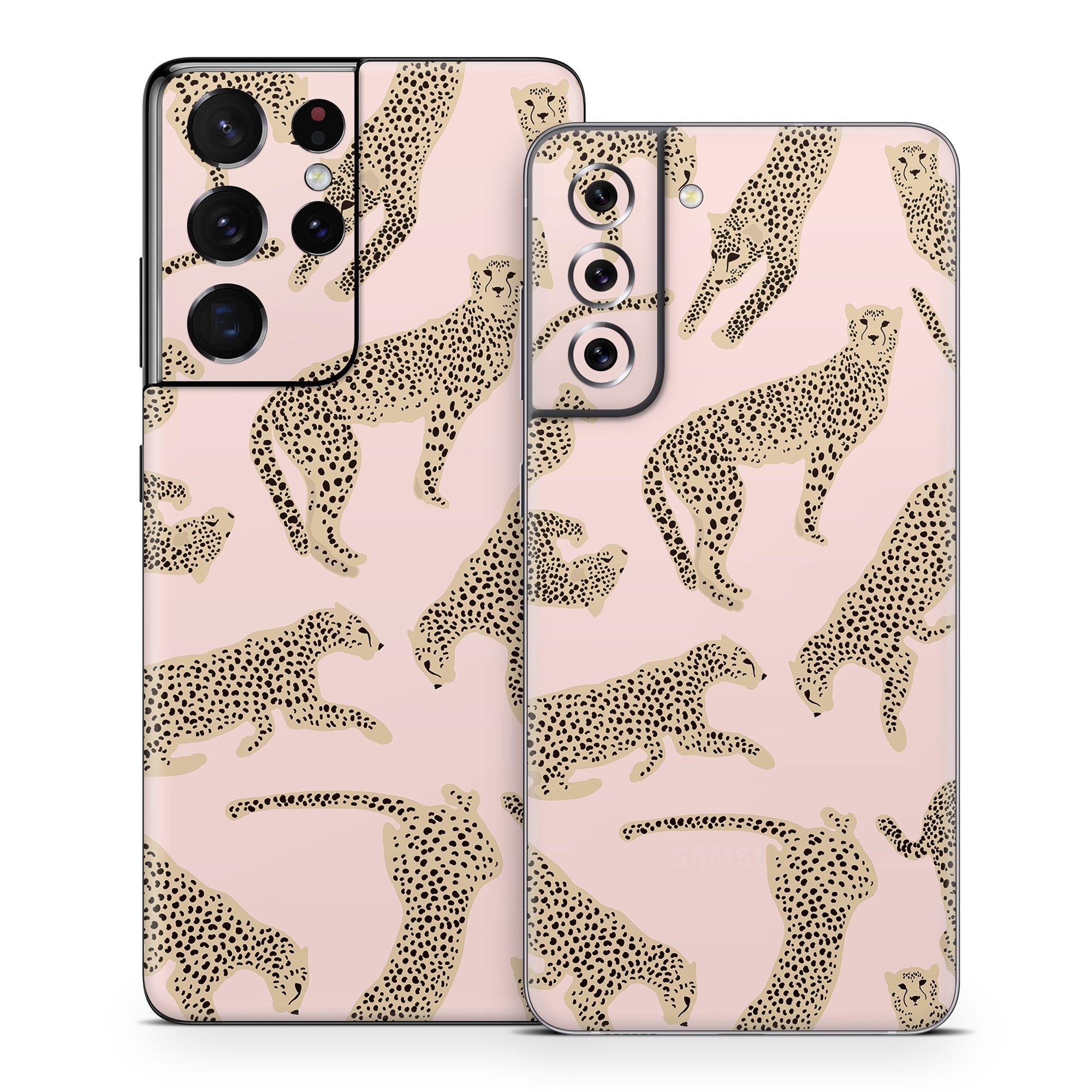 Samsung Galaxy S21 Series Skin design of Hair, Vertebrate, White, Organ, Textile, Organism, Mammal, Felidae, Font, Line, with pink, yellow, black colors