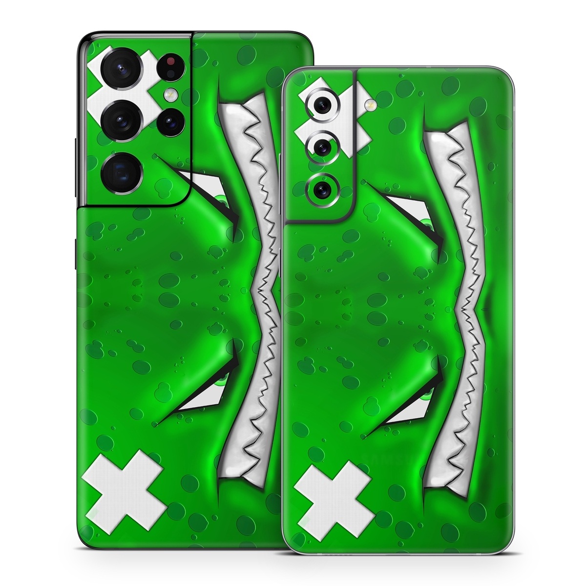 Samsung Galaxy S21 Series Skin design of Green, Font, Animation, Logo, Graphics, Games, with green, white colors