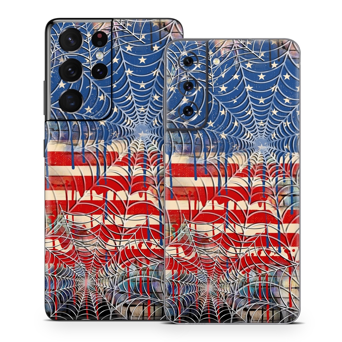 Samsung Galaxy S21 Series Skin design of Graffiti, Art, Pattern, Flag, Street art, Line, Textile, Mural, Modern art, with red, blue, white, black colors