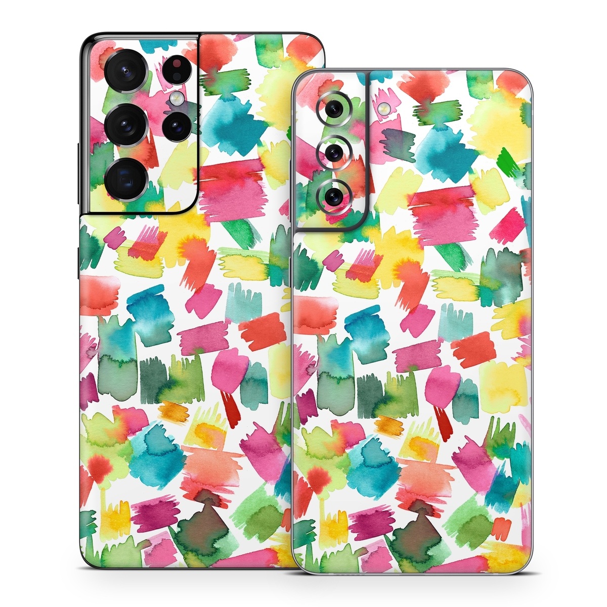 Samsung Galaxy S21 Series Skin design of Colorfulness, Rectangle, Pattern, Art, Creative arts, Font, Circle, Tints and shades, Symmetry, Magenta, with white, red, pink, yellow, orange, green, blue colors