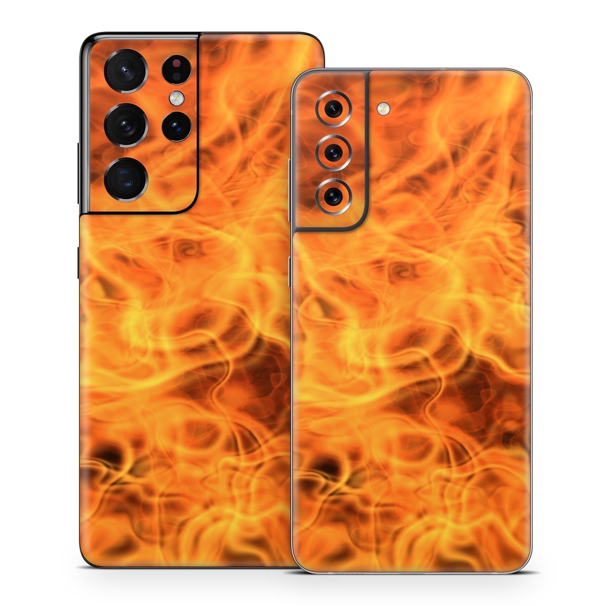 Samsung Galaxy S21 Series Skin design of Flame, Fire, Heat, Orange, with red, orange, black colors