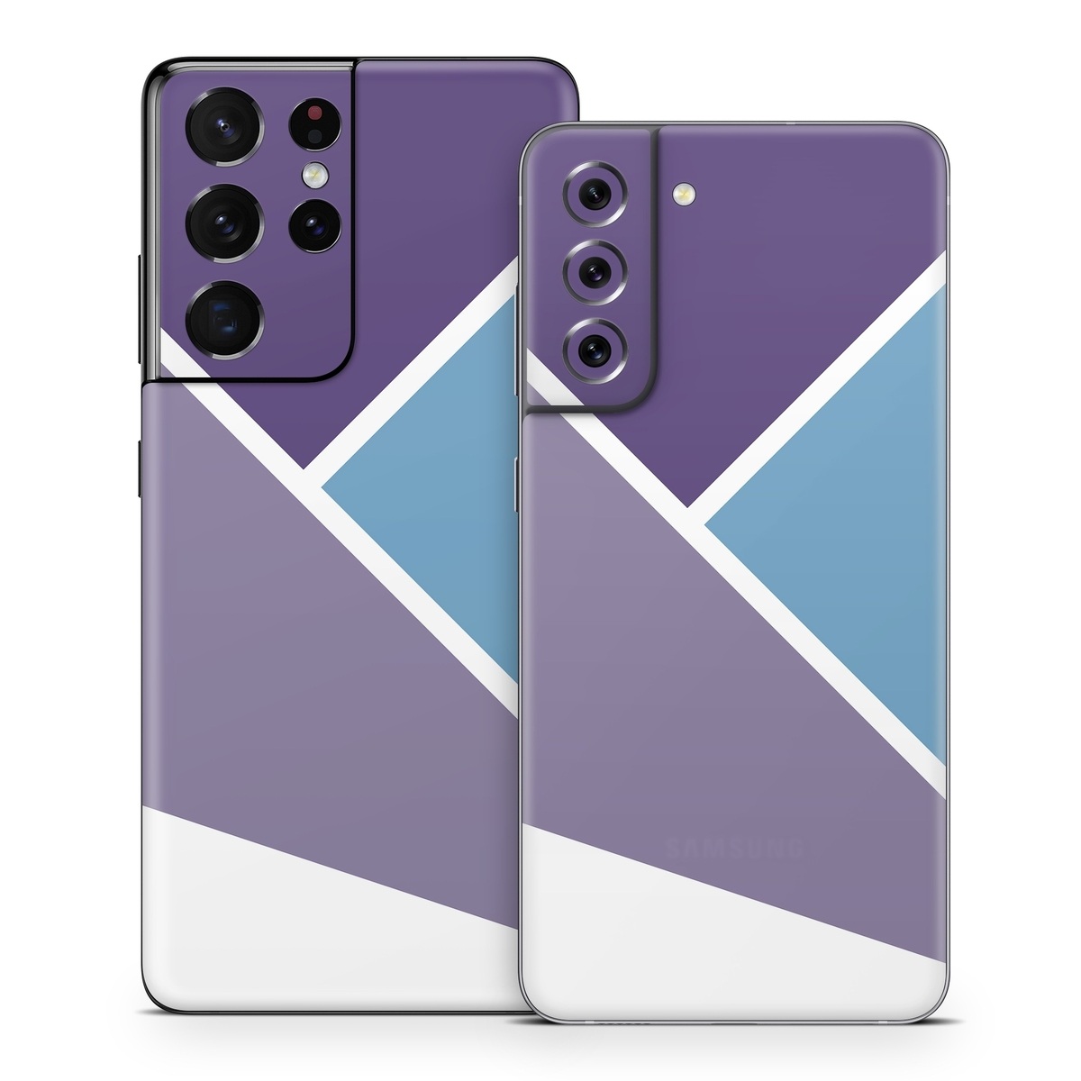 Samsung Galaxy S21 Series Skin design of Violet, Purple, Turquoise, Line, Pattern, Design, Graphic design, Font, Triangle, Magenta, with white, blue, purple colors