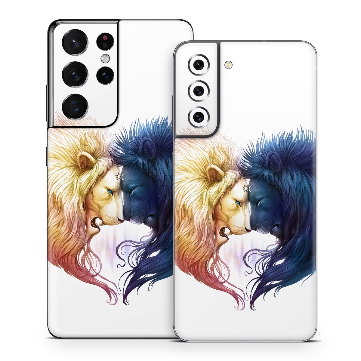 Samsung Galaxy S21 Series Skin design of Vertebrate, Eyelash, Mammal, Ear, Gesture, Cartoon, Art, Painting, Happy, Paint, with white, black, blue, orange, yellow, red, purple colors