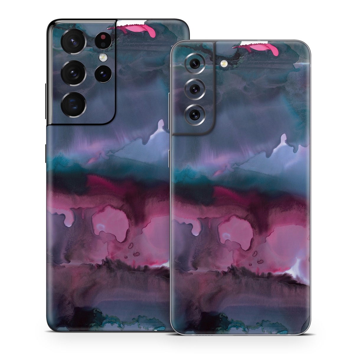 Samsung Galaxy S21 Series Skin design of Watercolor paint, Purple, Painting, Ice, Magenta, Sky, Art, Cloud, Paint, Modern art, with black, white, purple, blue, red colors