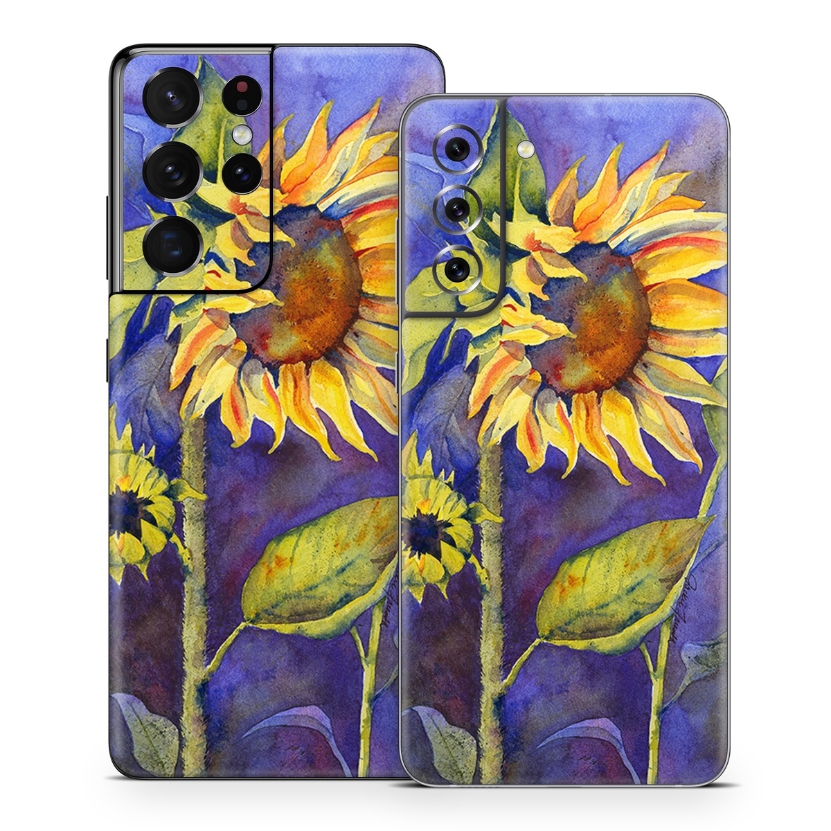 Skin design of Flower, Sunflower, Painting, sunflower, Watercolor paint, Plant, Flowering plant, Yellow, Acrylic paint, Still life, with green, black, blue, gray, red, orange colors