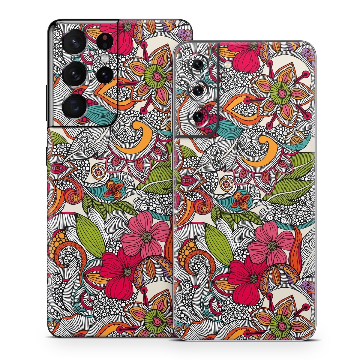 Samsung Galaxy S21 Series Skin design of Pattern, Drawing, Visual arts, Art, Design, Doodle, Floral design, Motif, Illustration, Textile, with gray, red, black, green, purple, blue colors