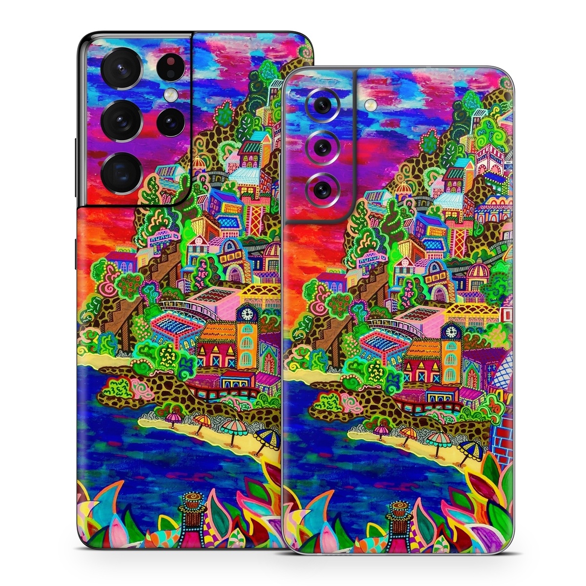 Samsung Galaxy S21 Series Skin design of Art, Modern art, Visual arts, Painting, with red, blue, yellow, purple, white, green, orange colors