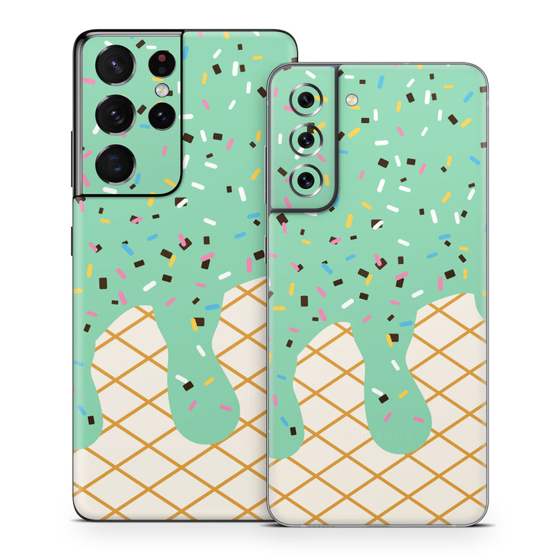 Samsung Galaxy S21 Series Skin design of Graphics, Pattern, Polka dot, Wrapping Paper, Child art, with white, brown, yellow, black, green, pink, orange, blue colors