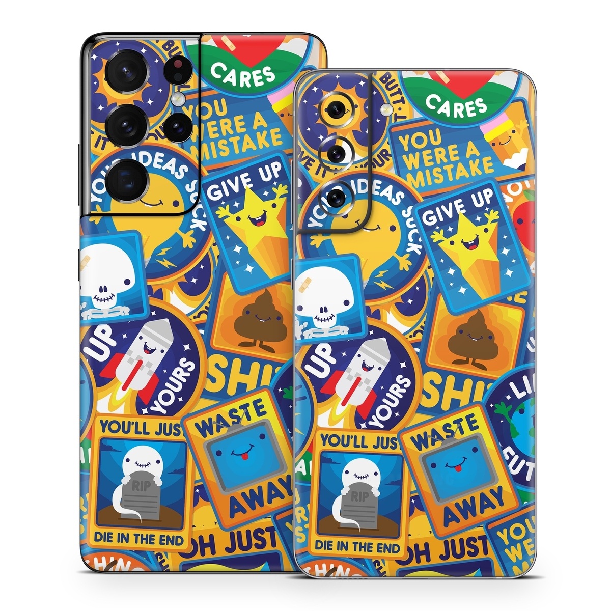 Samsung Galaxy S21 Series Skin design of Pattern, Visual arts, Design, Art, Mosaic, Psychedelic art, with blue, yellow, orange, white, green, red, gray colors