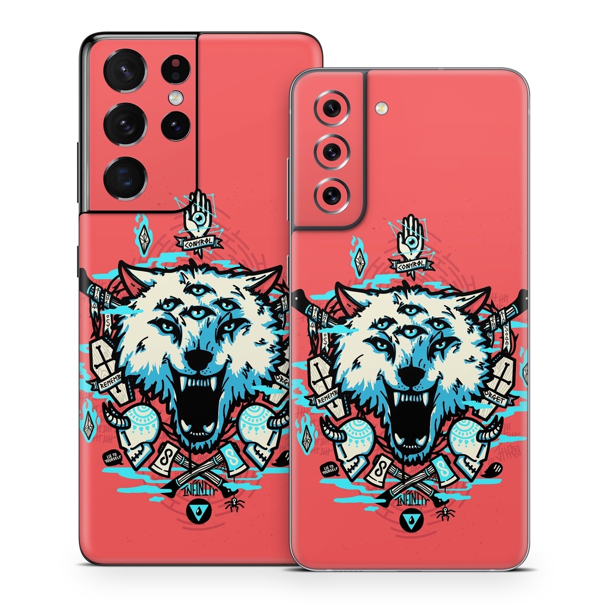 Samsung Galaxy S21 Series Skin design of Graphic design, Illustration, Crest, Logo, T-shirt, Symbol, Font, Graphics, Emblem, Pattern, with red, blue, black, gray colors