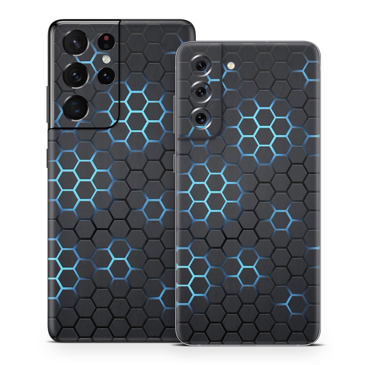 Samsung Galaxy S21 Series Skin design of Pattern, Water, Design, Circle, Metal, Mesh, Sphere, Symmetry, with black, gray, blue colors