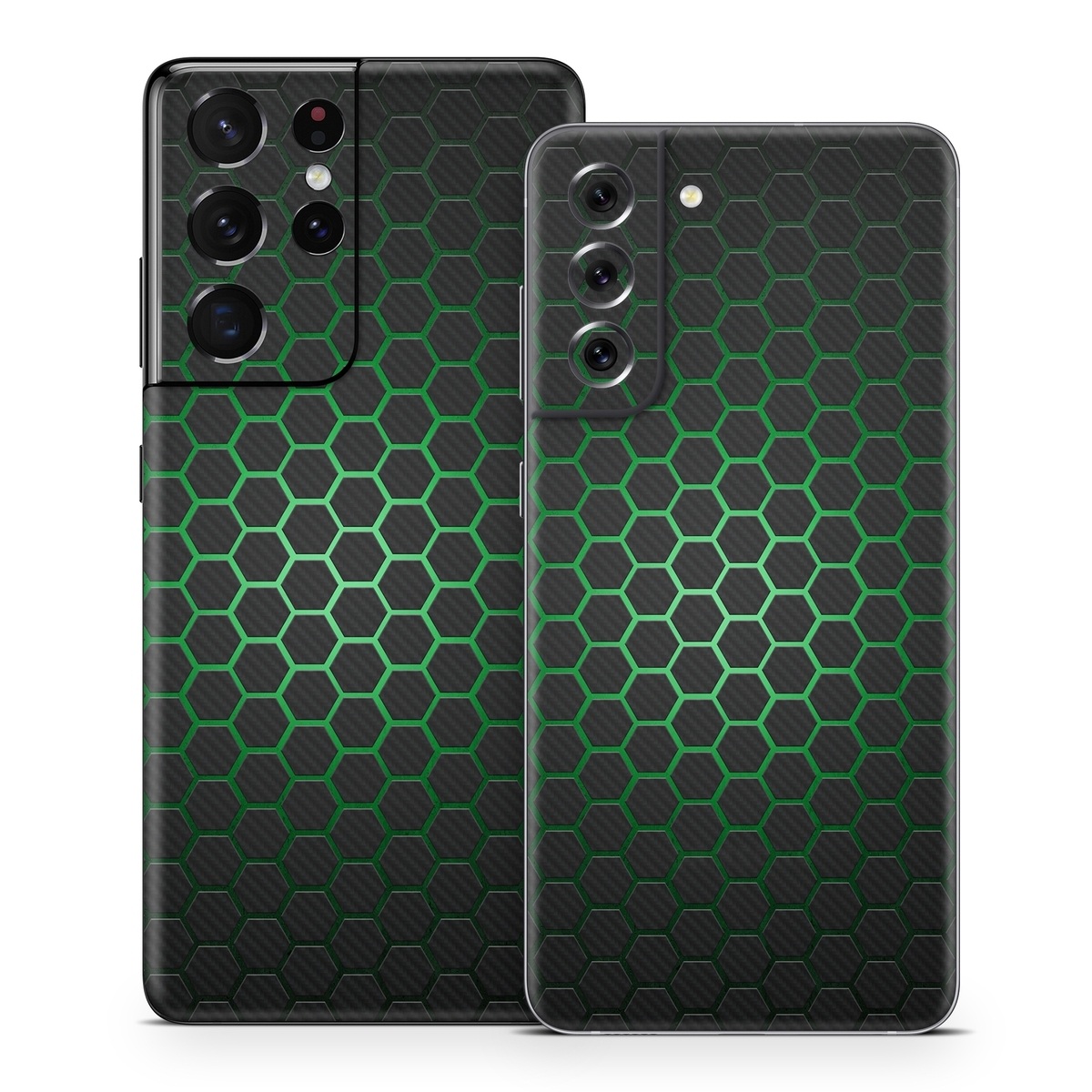 Samsung Galaxy S21 Series Skin design of Pattern, Metal, Design, Carbon, Space, Circle, with black, gray, green colors