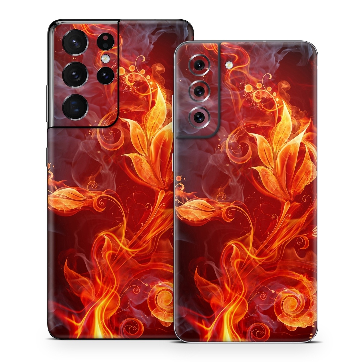 Samsung Galaxy S21 Series Skin design of Flame, Fire, Heat, Red, Orange, Fractal art, Graphic design, Geological phenomenon, Design, Organism, with black, red, orange colors