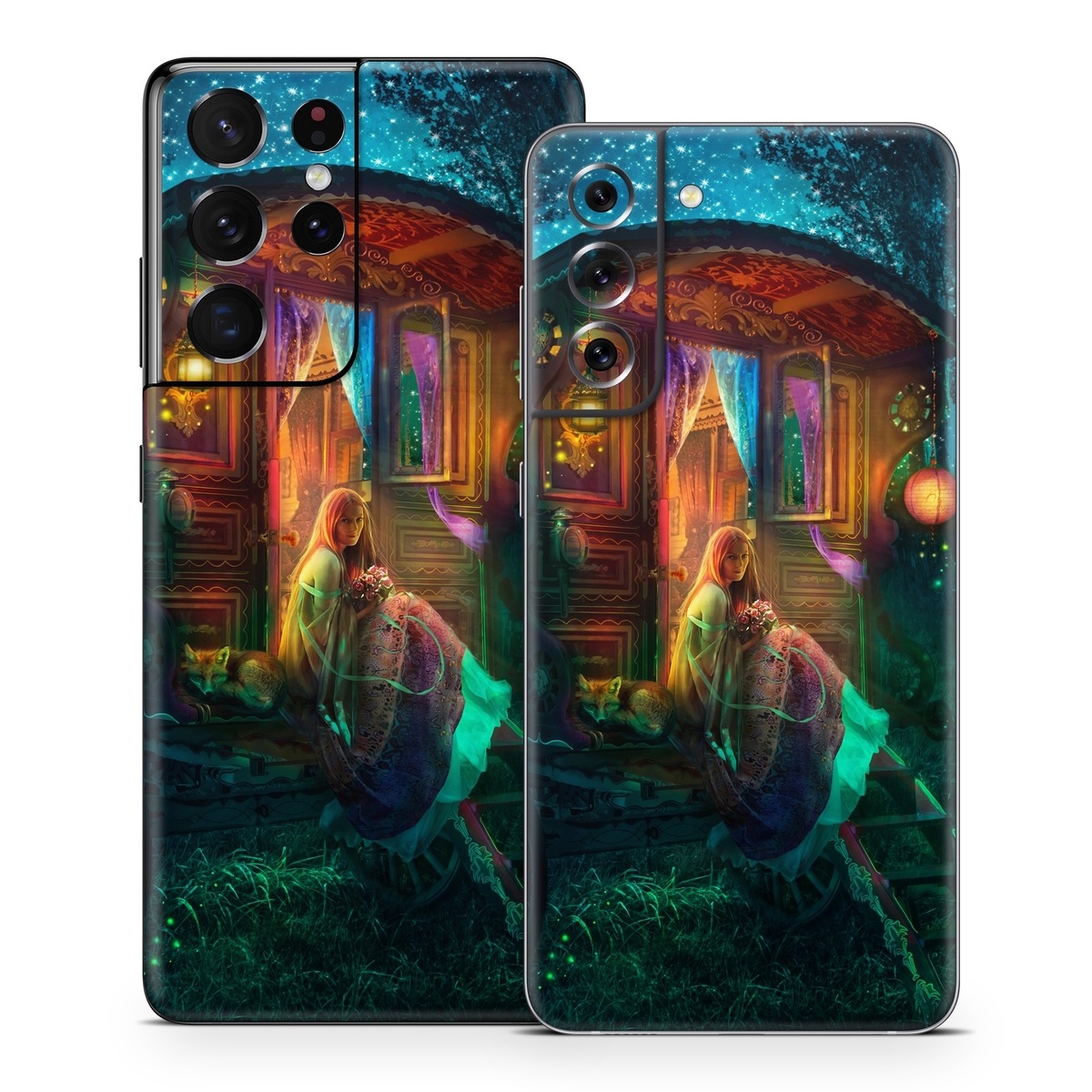 Samsung Galaxy S21 Series Skin design of Illustration, Adventure game, Darkness, Art, Digital compositing, Fictional character, Games, with black, red, blue, green colors