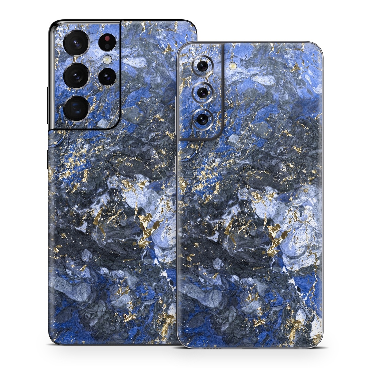 Samsung Galaxy S21 Series Skin design of Blue, Water, Cobalt blue, Rock, Painting, Geology, Electric blue, Mineral, Pattern, Acrylic paint, with black, blue, yellow, white, gray colors
