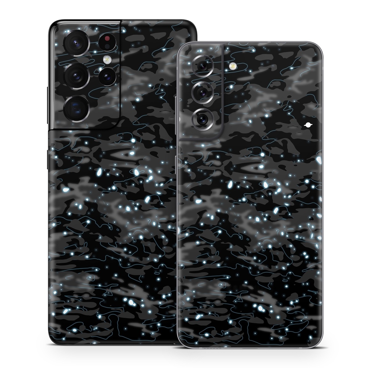 Samsung Galaxy S21 Series Skin design of Black, Water, Space, Black-and-white, Granite, with blue, white, gray, blue colors