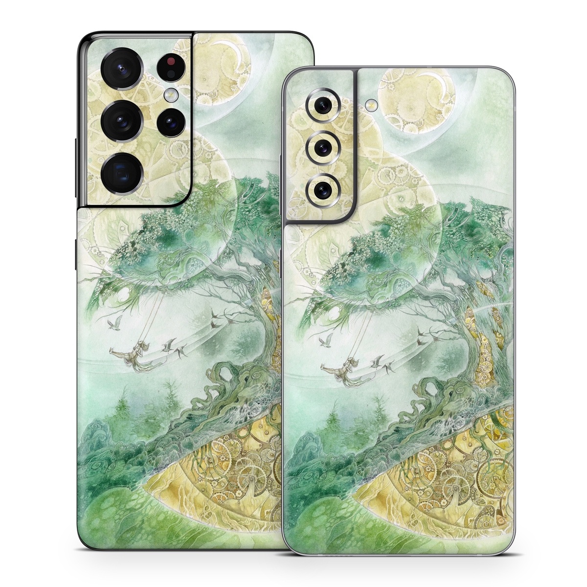 Samsung Galaxy S21 Series Skin design of Illustration, Organism, Art, World, Fictional character, with green, yellow, brown colors