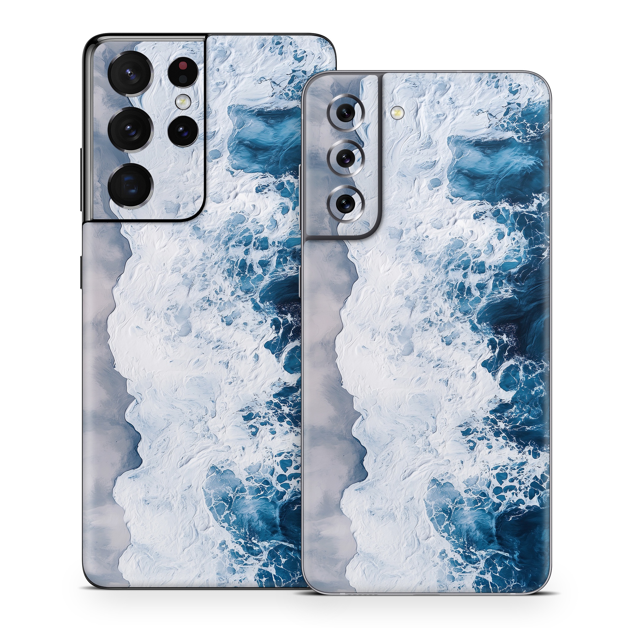 Samsung Galaxy S21 Series Skin design of Water, Atmosphere, Water resources, Cloud, Liquid, Azure, Fluid, Natural landscape, Wind wave, Sky, with black, blue, white, gray colors