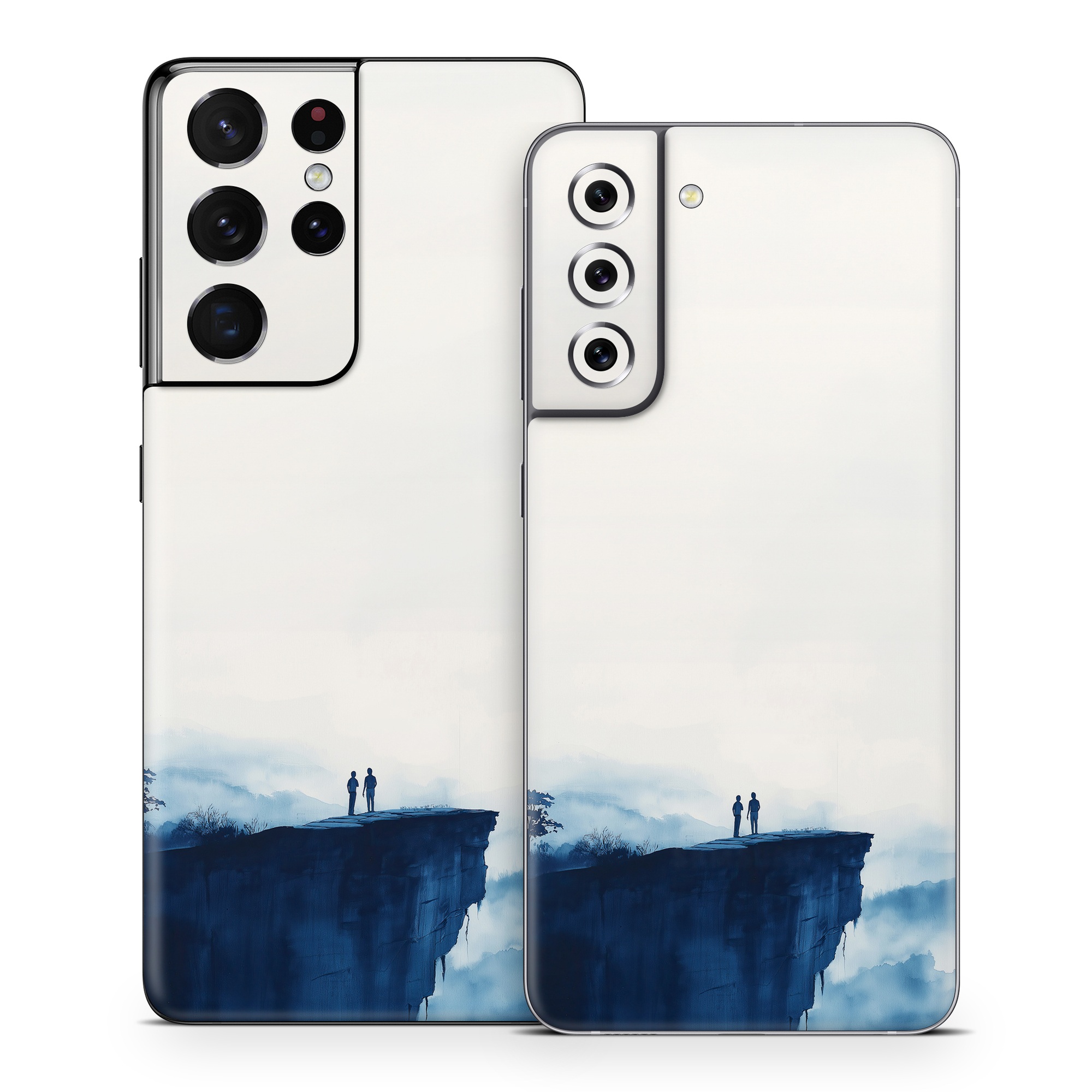 Samsung Galaxy S21 Series Skin design of Cloud, Water, Sky, Slope, Mountain, Terrain, People in nature, Horizon, Landscape, Calm, with black, blue, white, gray colors